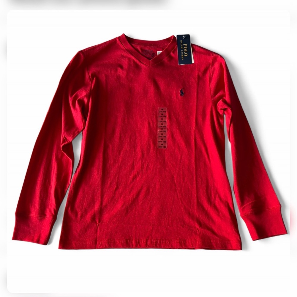 NWT❤️ $60 Ralph Lauren red long sleeve shirt Boys10-12